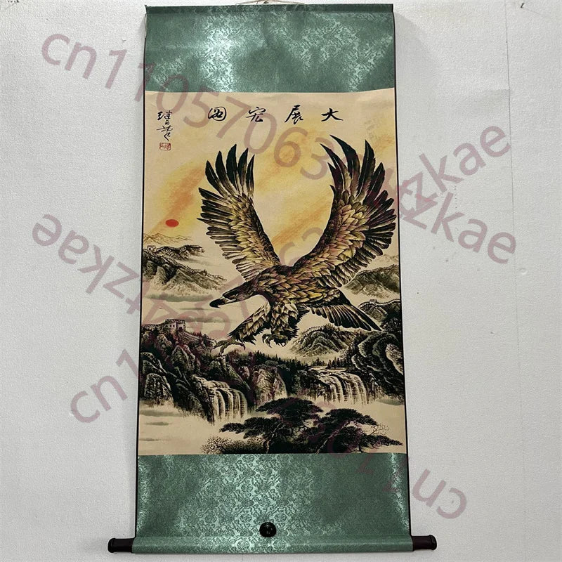 China Old Scroll Wall hanging Rice Paper Painting Liu Jilu's painting of a great Peng spreading its wings