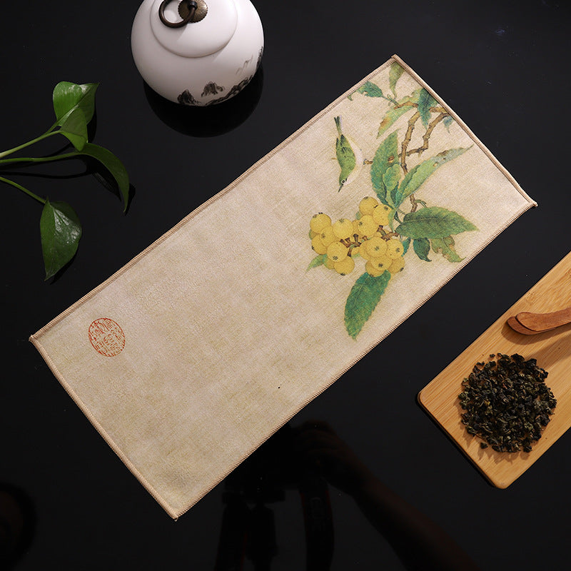 Deerskin Chinese Velvet Painted Zen Absorbent Tea Towel Cloth