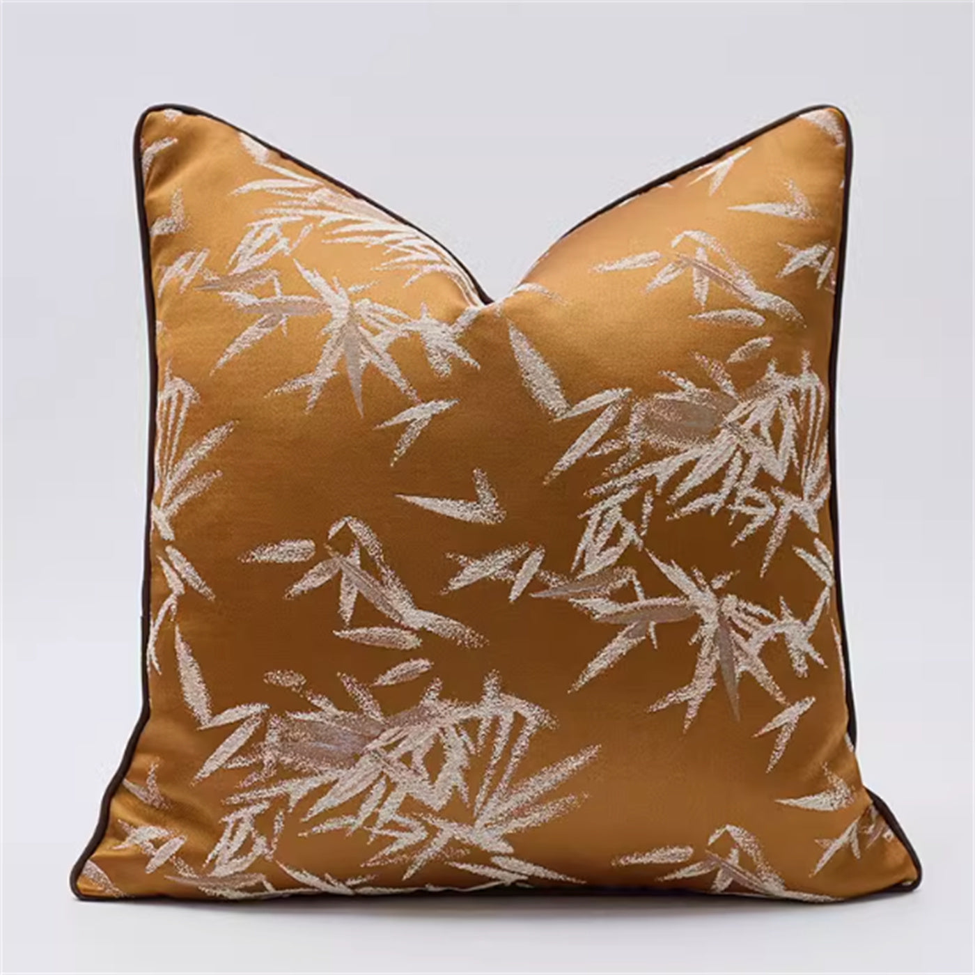 Asian Bamboo Leaf Embroidered Cushion (Cover or with Insert)