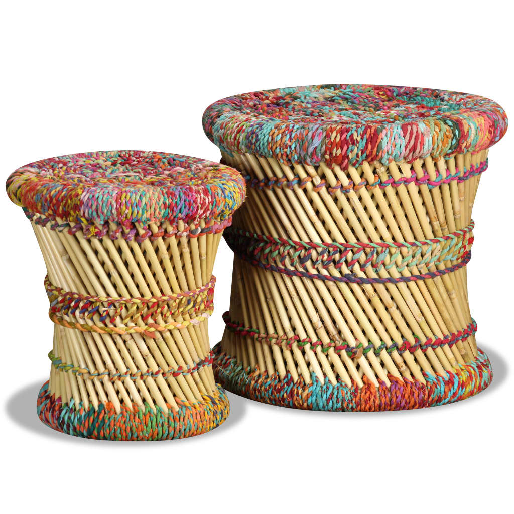 Handwoven Chindi Stool Set (2 Pieces)