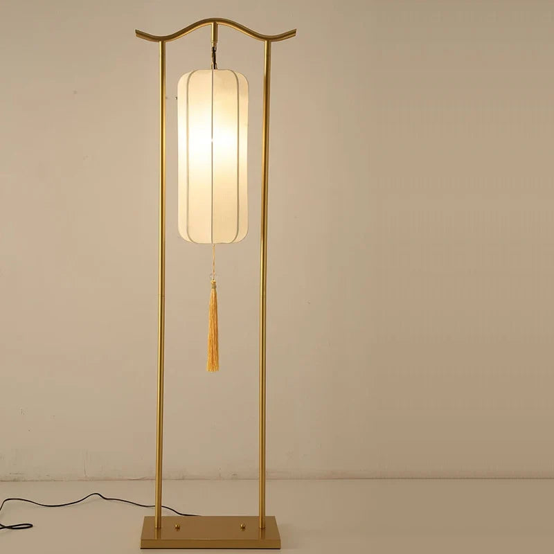 Chinese Classical Lantern Floor Lamps Fabric Standing Lights Living Room Bedroom Bedside Lighting Fixtures Luminaire Home Decor