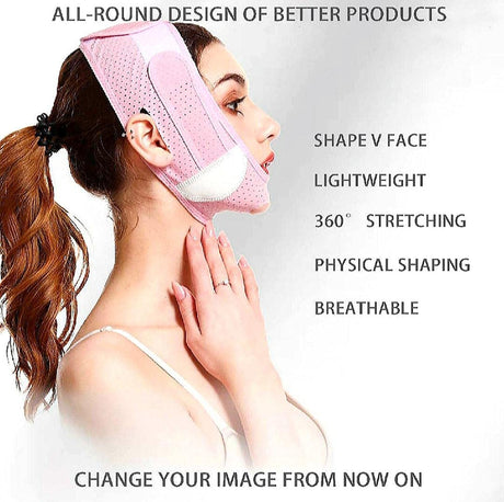 SLIM FACE SLIMMING BAND FACIAL BELT DOUBLE CHIN REDUCER V LINE FACE LIFT anti SNORE WRINKLE FACE BANDAGE DOUBLE CHIN STRAP SAGGING FACE CONTOUR JAWLINE TIGHTEN STRAP 1PK