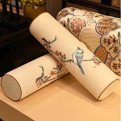 Traditional Chinese Jacquard Cylinder Bolster Pillow