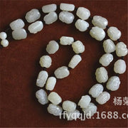 Hetian Eighteen Arhats Green and White Jade Bead Necklace