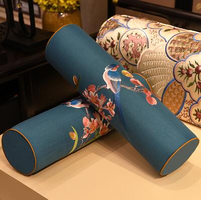 Traditional Chinese Jacquard Cylinder Bolster Pillow