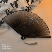 Portable Hand Fold Fan New Chinese Style Dance Props Retro Shell Fan Woman Men Bamboo Wood Silk Flower Folding Fan