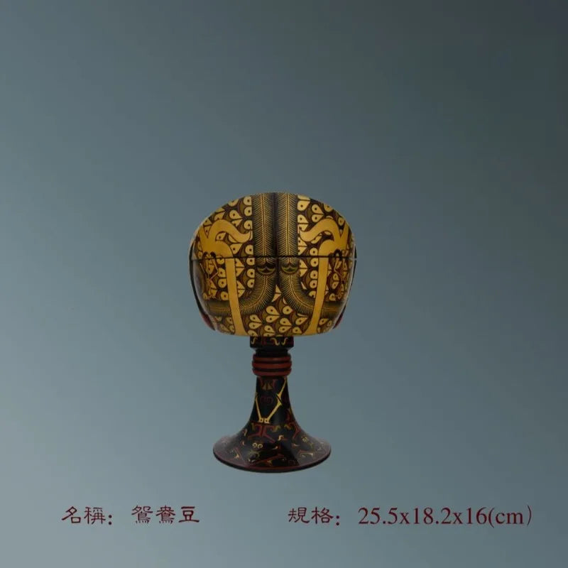Chu-Style Lacquerware Dish – Painted Mandarin Duck Design (Handmade Collectible)