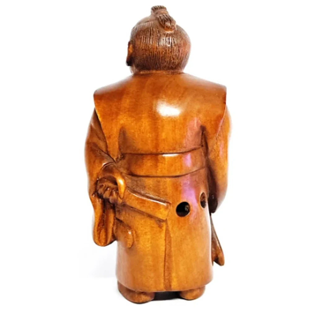2" Boxwood Samurai Netsuke Figurine – Japanese Miniature Art