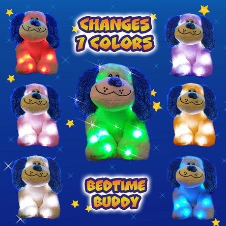 Rainbow Lites Puppy Dog Glow Plush LED Night Light Up Stuffed Animal 2 Pack Set