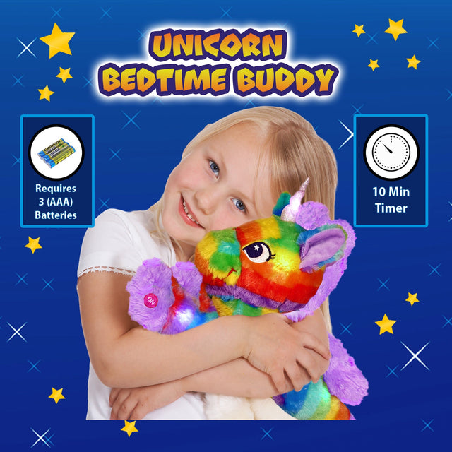 Rainbow Unicorn LED Light Up Stuffed Animal Glow Plush Sleep Toy Night Light for Girls 12 inch