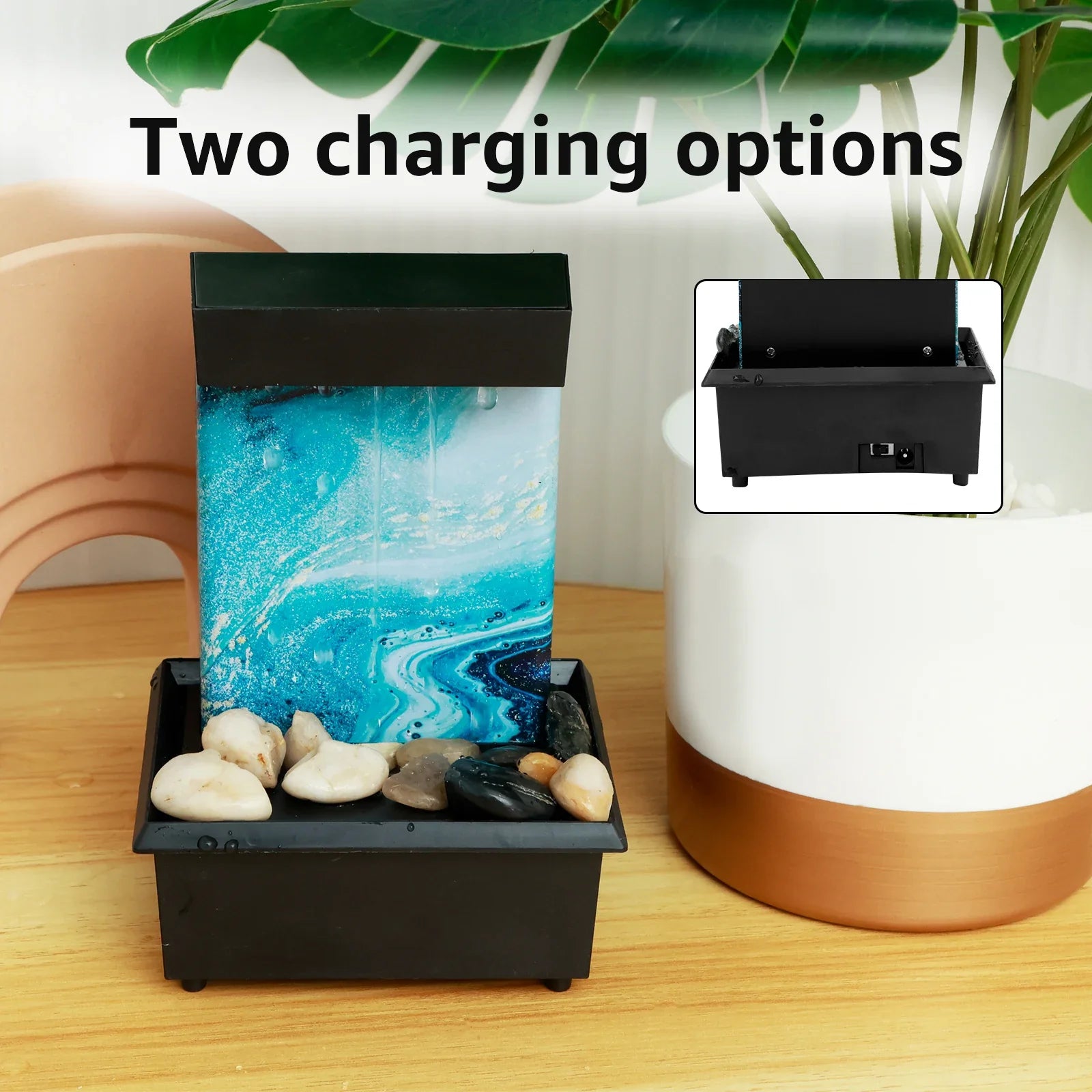 Tabletop Fountain Decor Water Landscape Ornament Attract Wealth Relax Zen Meditation for Table Office Home Bedroom Art Adornment