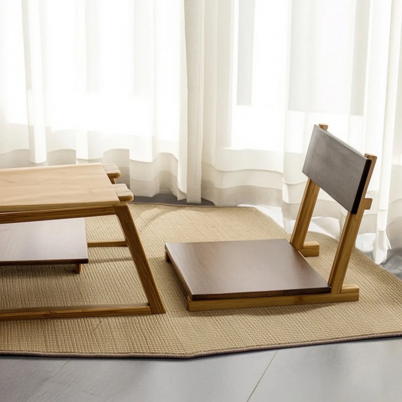 Bamboo Folding Floor Chair with Backrest – Japanese-Inspired Low-Profile Seat