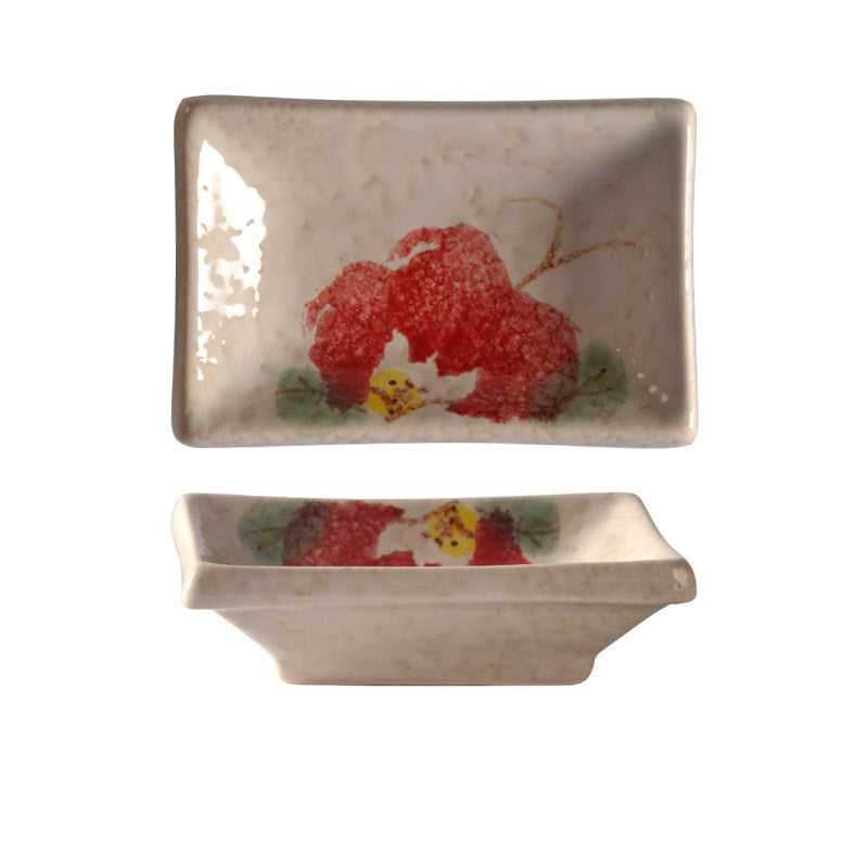 Japanese Small Ceramic Sauce Dish – Botanical Dip & Condiment Plate (10cm)