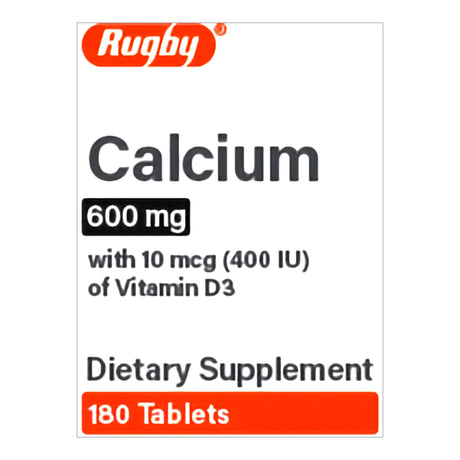 Rugby Calcium and Vitamin D3 Dietary Supplement, 600 mg