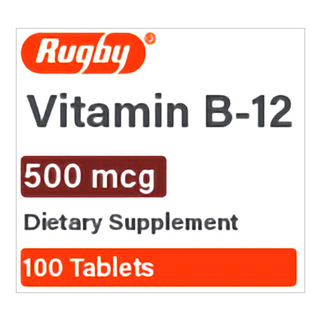 Rugby Vitamin B-12 Dietary Supplement, 500 mcg