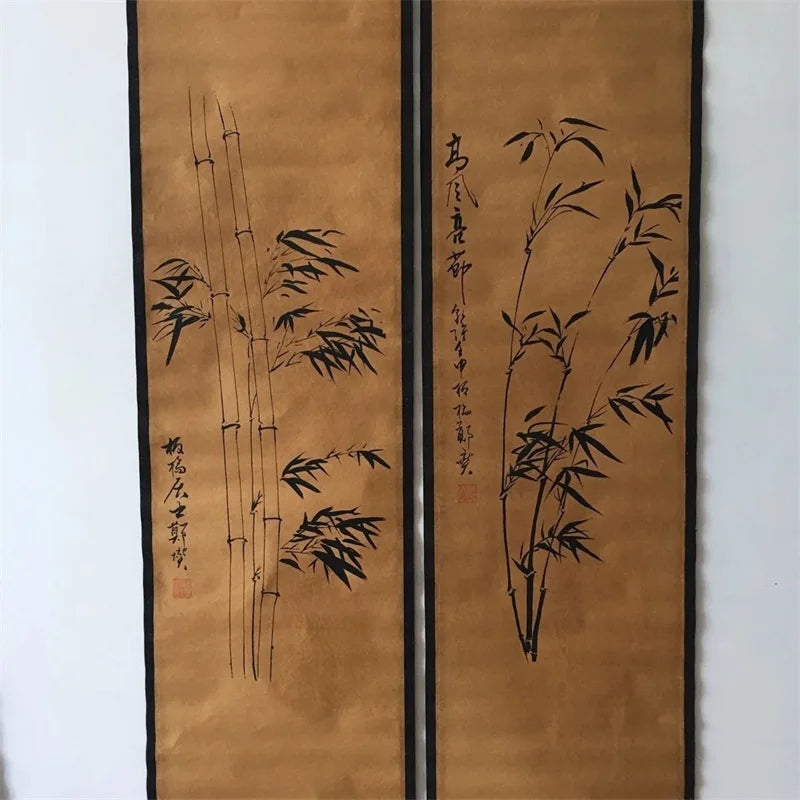 China Old Scroll Painting, Four Screen Paintings, Middle Hall Hanging Painting,Four sided mural of bamboo