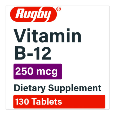 Rugby Vitamin B-12 Dietary Supplement, 250 mcg