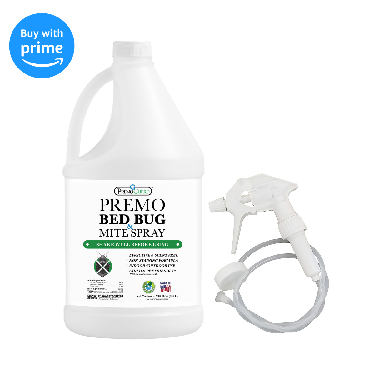 Bed Bug & Mite Killer - 128 oz - All Natural Non-Toxic - By Premo Guard