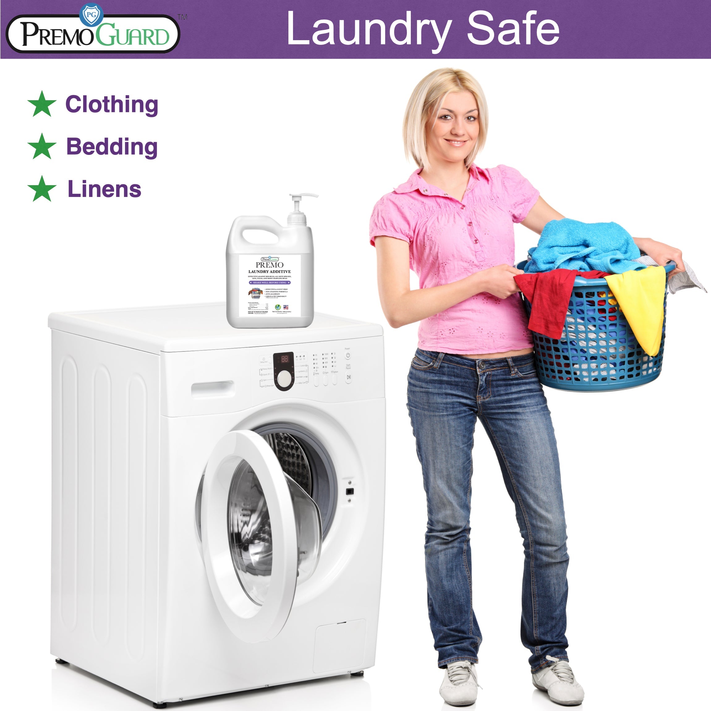 Bed Bug & Mite Killer Laundry Additive - All Natural Non-Toxic - By Premo Guard