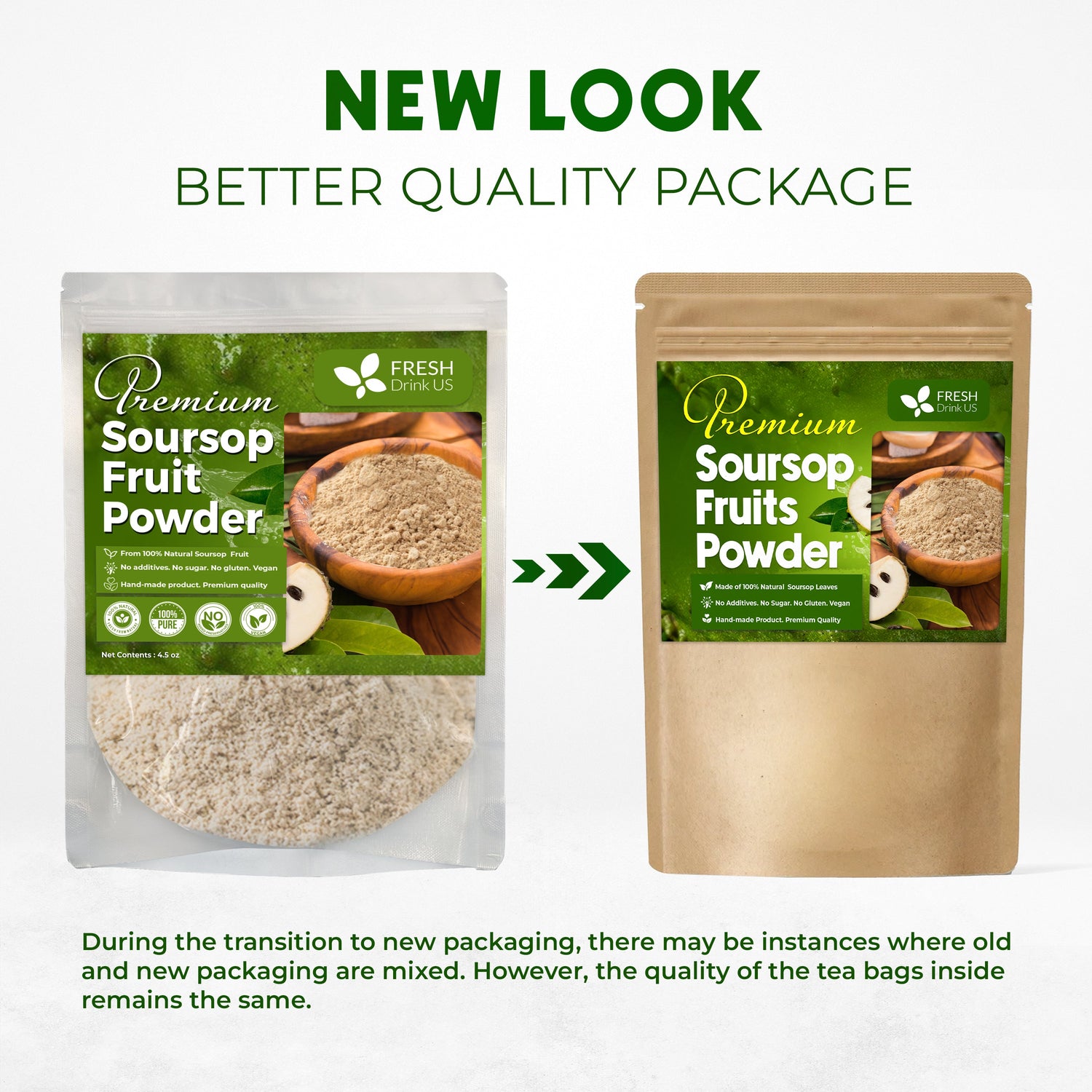 Premium Soursop Graviola Fruit Tea Bags, Tea Powder, 100% Natural and Pure from Soursop Fruits, Handmade, Made With Natural Materials-Corn Fiber Tea Bag, Sugar/Caffeine/Gluten Free, Hoja Guanabana Tea