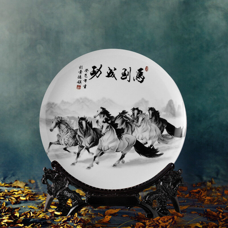 Ceramic Hanging Plate – Office & Living Room Asian Home Decor