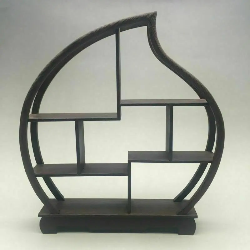 Wood‑Carved Peach Stand for Snuff Bottles & Statues – Asian Home Decor