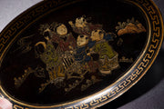 Old Wood Lacquerware Gold-Outlined 'Five Blessings' Decorative Plate