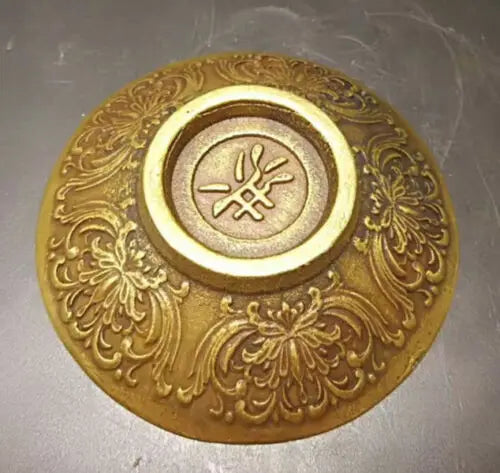 Old Brass Dragon & Phoenix Dish Plate – Asian Home Decor Collectible