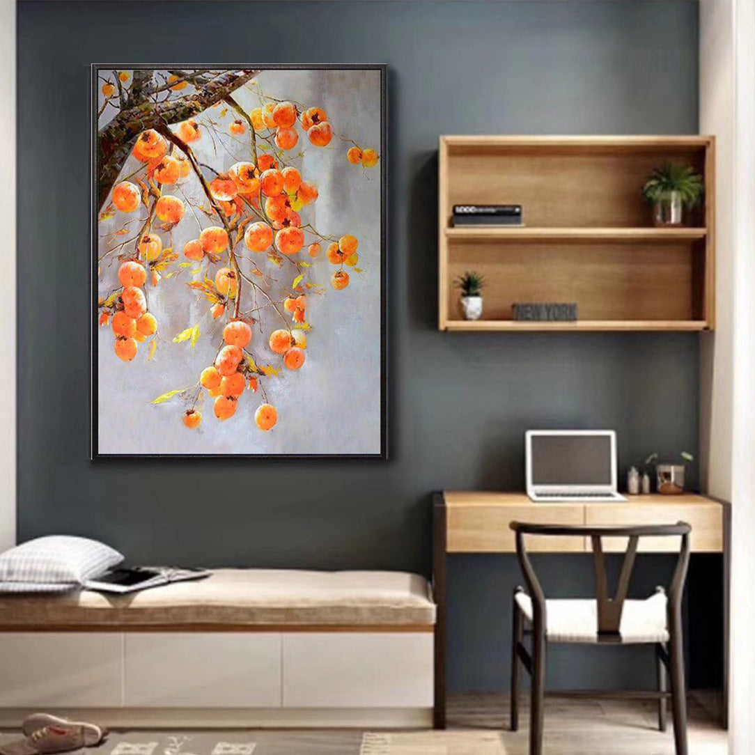 Chinese Persimmon Fruit and Branches Oil Painting