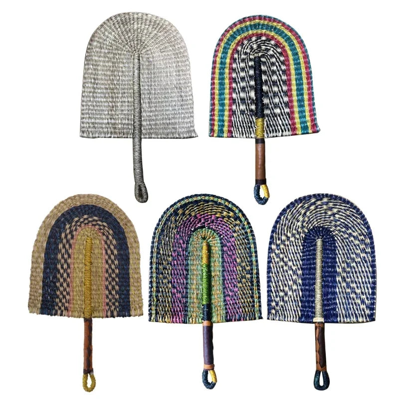 Traditional Handwoven Straw Fan for Wall Art Decorative Fan for Summer Party Drop Shipping