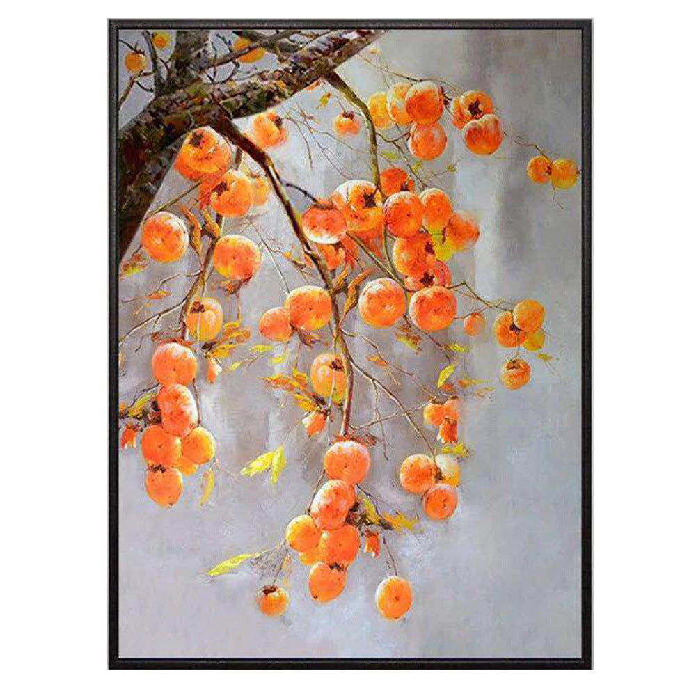 Chinese Persimmon Fruit and Branches Oil Painting