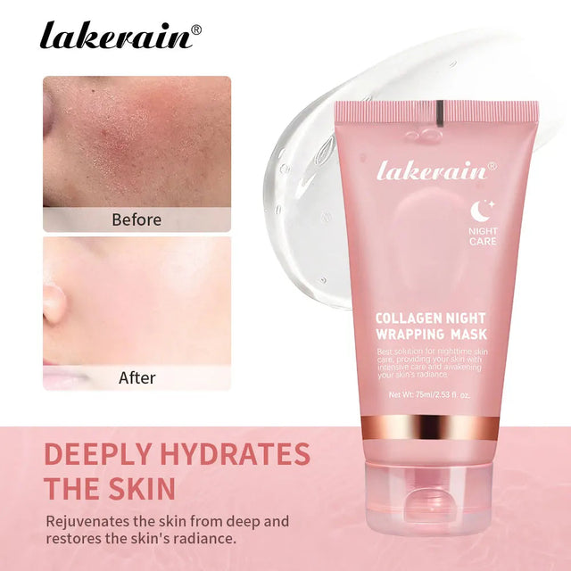 Collagen Overnight Wrapping Peel off Facial Mask Korean Collagen Night Wrapping Mask Deeply Hydrates Night Care Mask Cream 75Ml