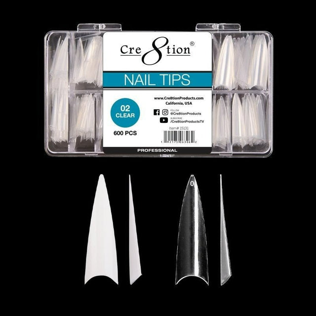 Special Shape Tip in Box - Long Stiletto - 02 Clear