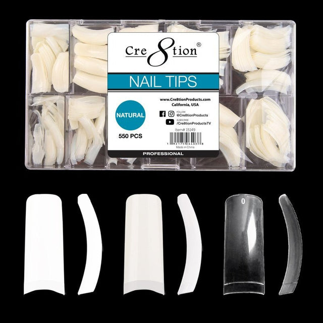 Nail Tips in a Box - French White (#0-#10)  - 550pcs