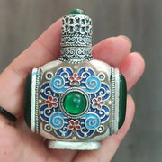 Rose‑Pattern Copper‑Inlaid Snuff Bottle – Chinese Handmade Collectible