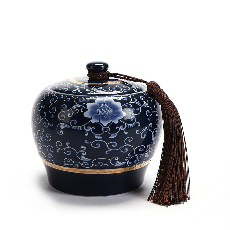Blue & White Porcelain Tea Caddy – Sealed Ceramic Tea Storage Jar (Multiple Designs)