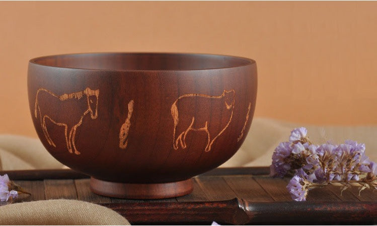Central Mongolian Hand-Crafted Wooden Bowl