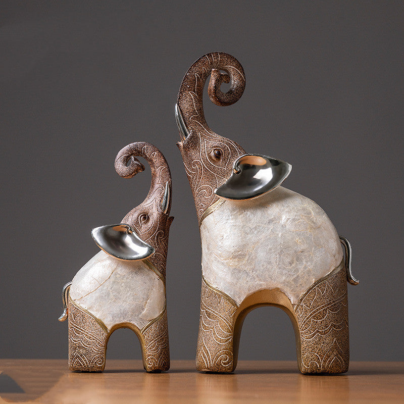 Resin Elephant Sculpture – Living Room & Cabinet Asian Home Decor