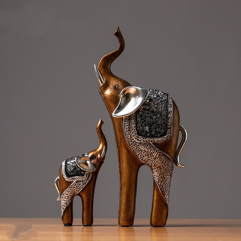 Resin Elephant Sculpture – Living Room & Cabinet Asian Home Decor
