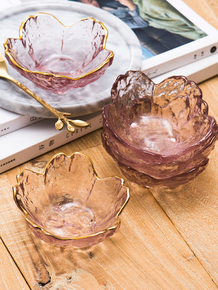 Japanese Hammer Pattern Sakura Phnom Penh Glass Plate 3-Piece or 6-Piece