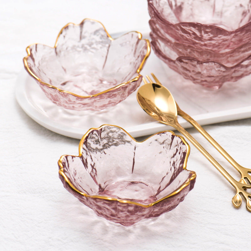 Japanese Hammer Pattern Sakura Phnom Penh Glass Plate 3-Piece or 6-Piece