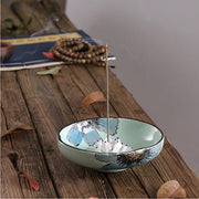 Lotus Leaf Ceramic Incense Burner Plate – Hand-Painted