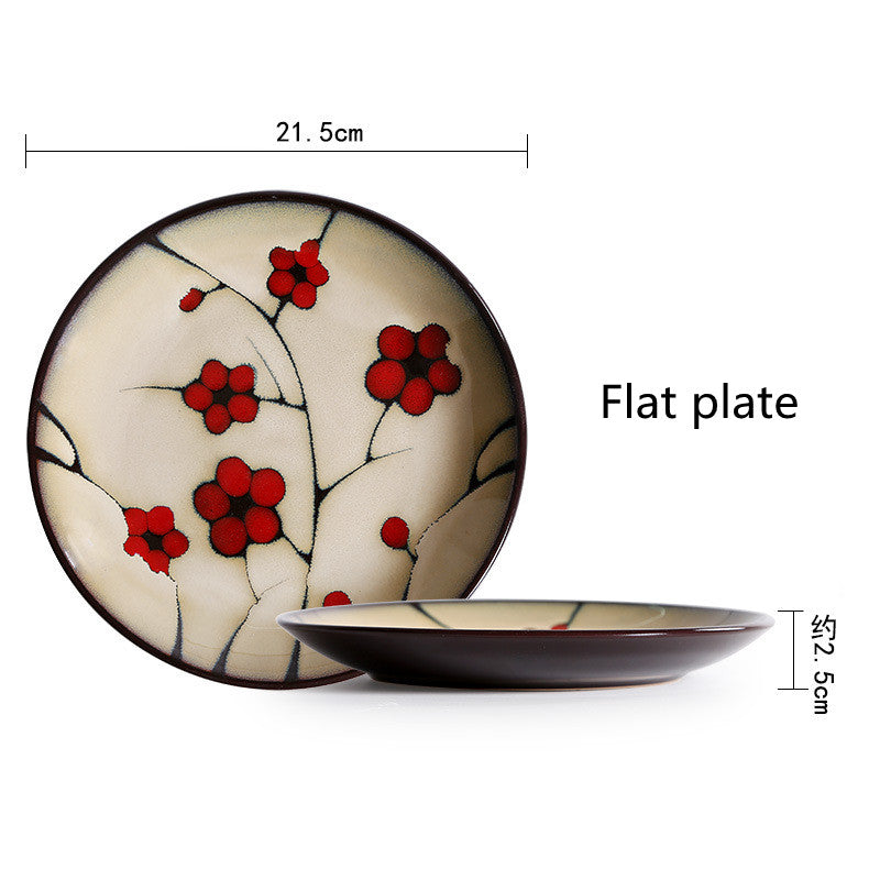 Japanese Floral Ceramic Tableware – Kiln-Glazed Bowls & Serving Plates