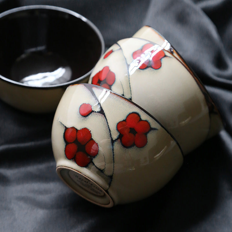 Japanese Floral Ceramic Tableware – Kiln-Glazed Bowls & Serving Plates