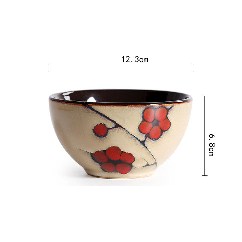 Japanese Floral Ceramic Tableware – Kiln-Glazed Bowls & Serving Plates