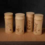 The Four Gentlemen | Hand-Carved Bamboo Tea Caddy