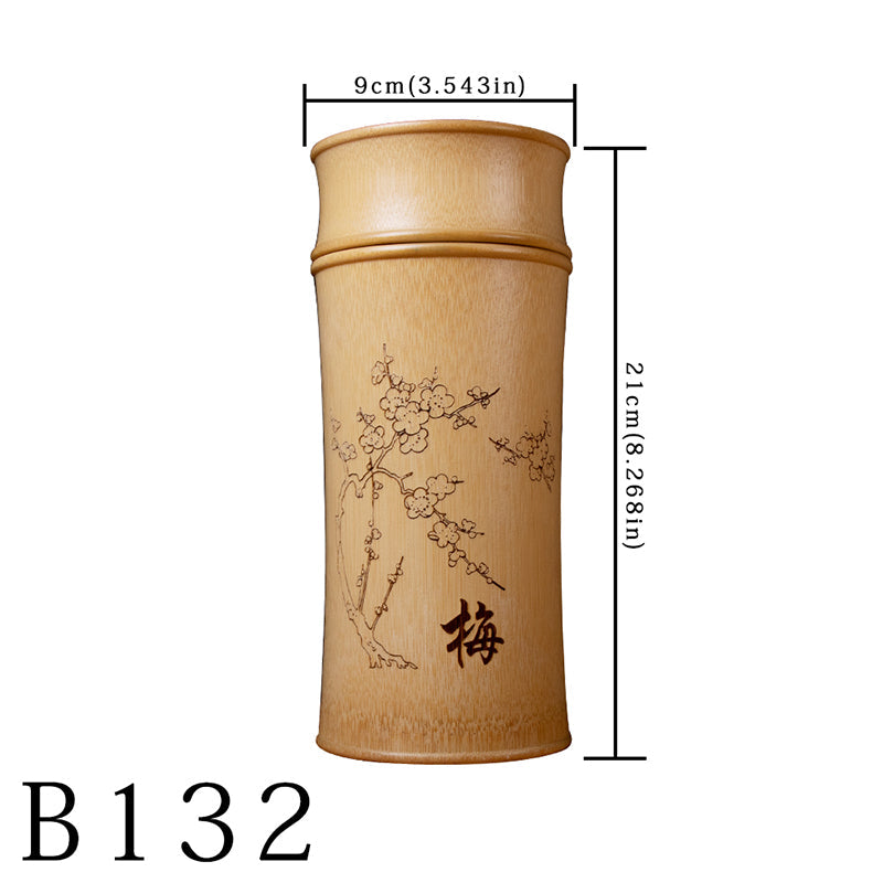 The Four Gentlemen | Hand-Carved Bamboo Tea Caddy
