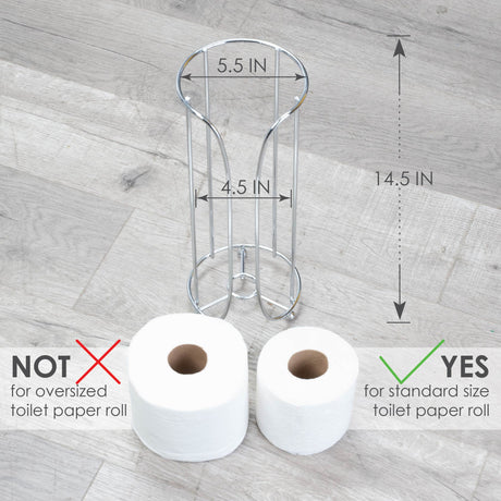 Freestanding Toilet Paper Holder for Standard Rolls (Chrome Finish)
