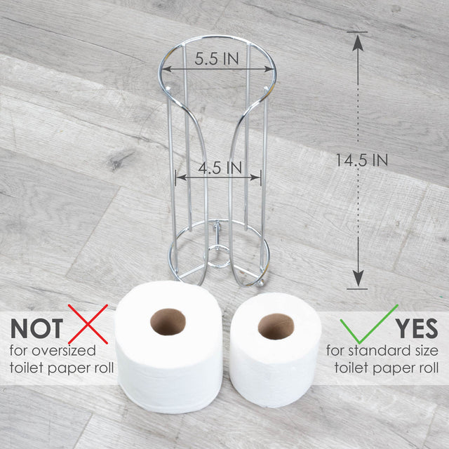 Freestanding Toilet Paper Holder for Standard Rolls (Chrome Finish)