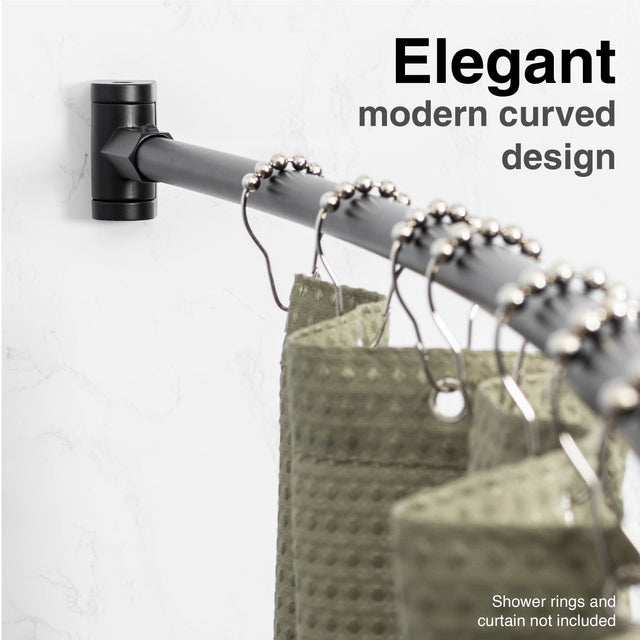 36 in. to 61 in. Curved Shower Rod (Black Finish)